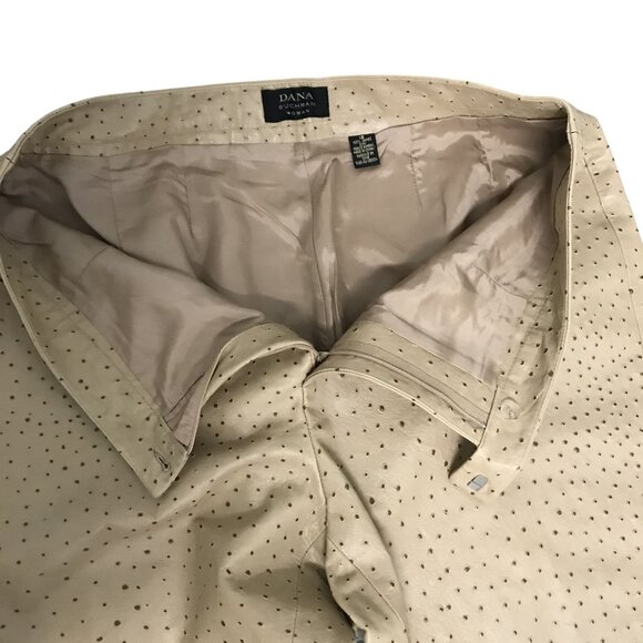 DANA BUCHMAN Woman Lambskin Leather Tan Ostrich Print Pants Size 18 Lined NWOT - Picture 3 of 13